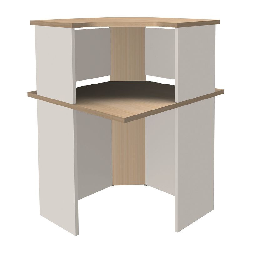 3253310151284-Banque d'accueil en angle 90° LUMINA - avec réhausse - L80 x H115 x P80 cm - Bande translucide Blanche -P_79408757_1-0