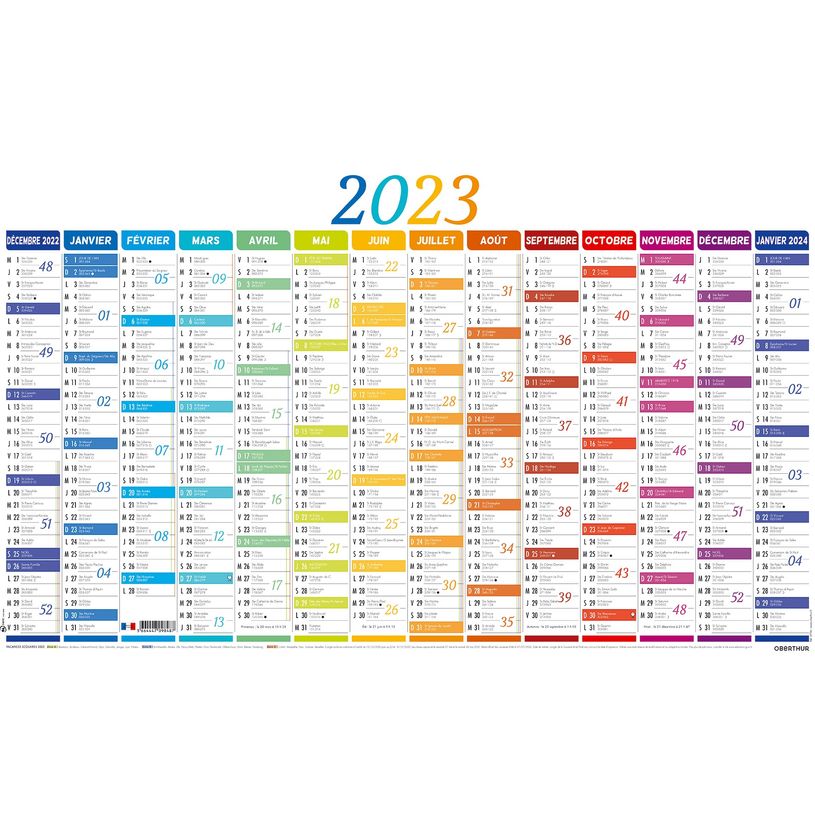 3664447118369-Oberthur Nuance - Calendrier 14 mois par face - planisphère au verso - 41 x 67 cm-P_79408776_1-0