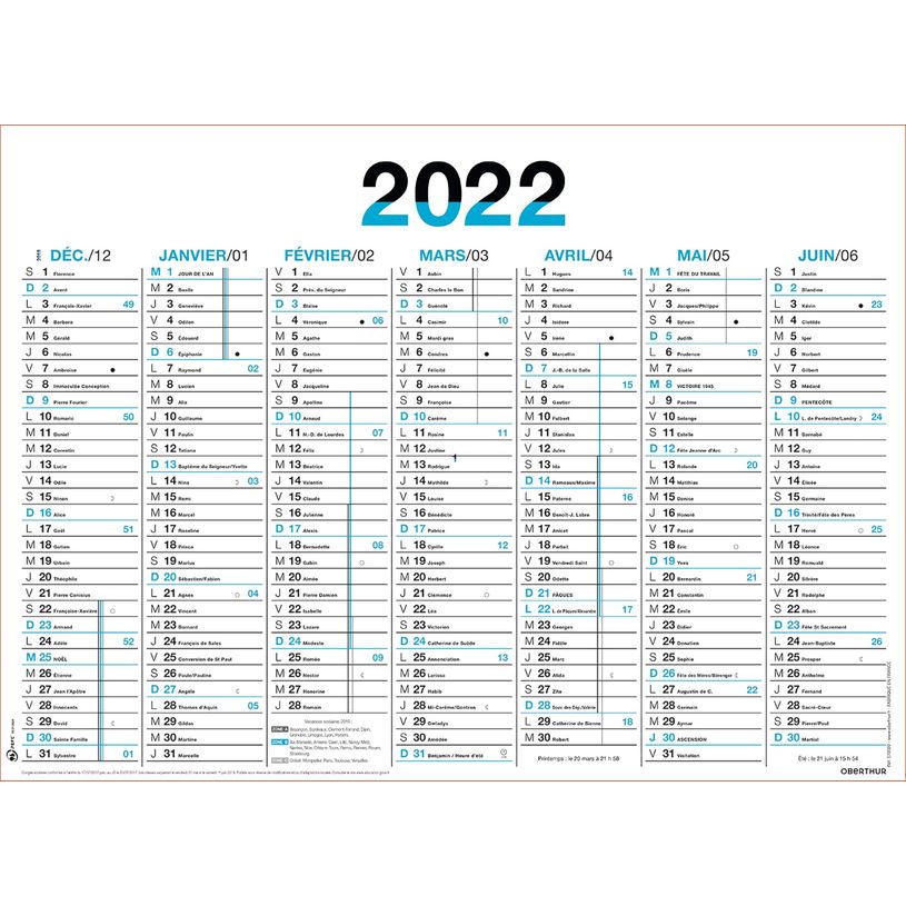 3108725705006-Oberthur Fluo - Calendrier 7 mois par face - 41 x 57 cm - disponible dans différentes coul-P_79408780_2-1