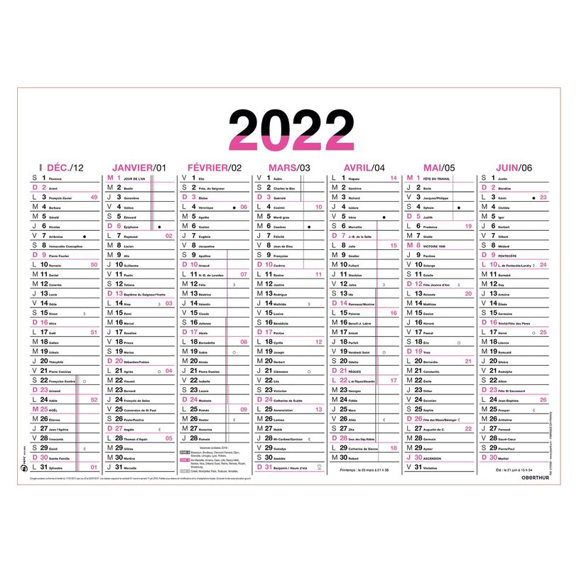 3108725705006-Oberthur Fluo - Calendrier 7 mois par face - 41 x 57 cm - disponible dans différentes coul-P_79408780_6-5