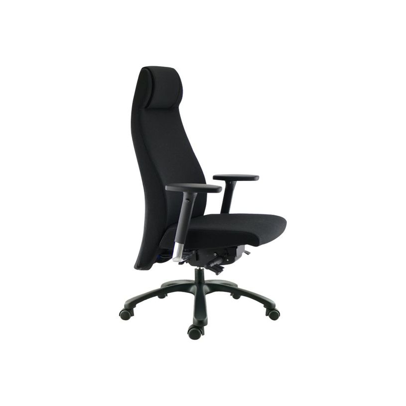 3660916034154-Fauteuil de bureau GOXOA - accoudoirs réglables - appui-tête intégré - tissu noir-P_79408883_2-1