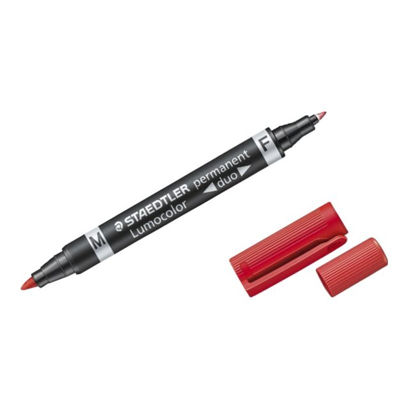 4007817186305-STAEDTLER Lumocolor duo - marqueur biseau double pointe - permanent - rouge - 1.5- 4 mm / 0-P_79408907_2-1