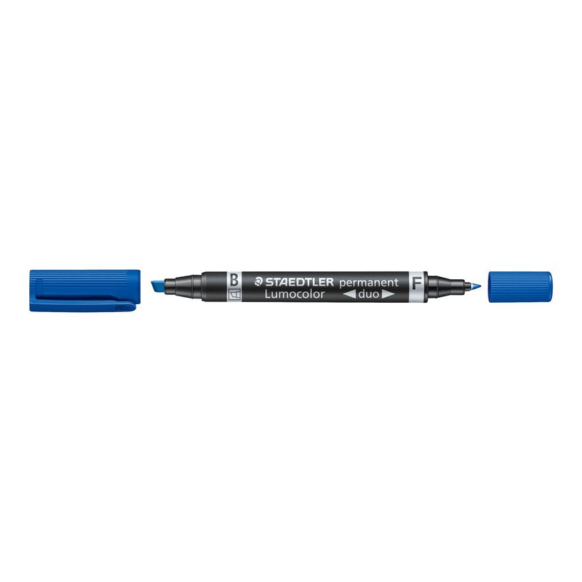 4007817186336-STAEDTLER LUMOCOLOR Duo - Marqueur permanent - double pointe fine et biseautée - bleu-P_79408908_1-0