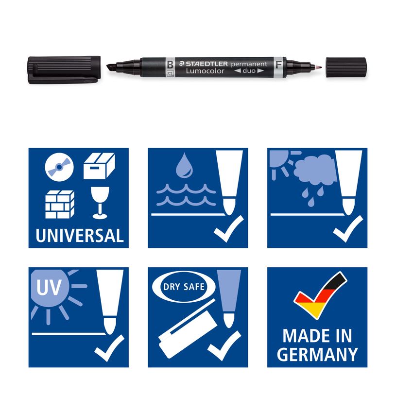 4007817186398-STAEDTLER LUMOCOLOR Duo - Marqueur permanent - double pointe fine et biseautée - noir-P_79408910_5-4