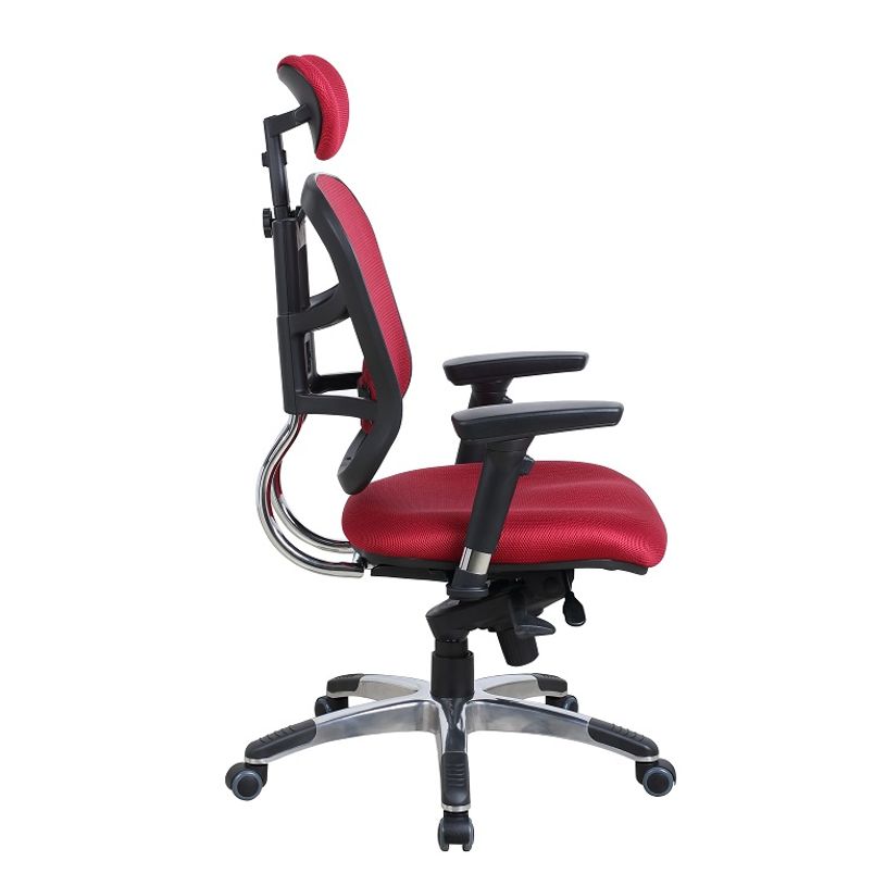 3760185025034-Fauteuil de bureau TECKNET - accoudoirs réglables - appuie-tête réglable - Rouge bordeau-P_79408939_3-2