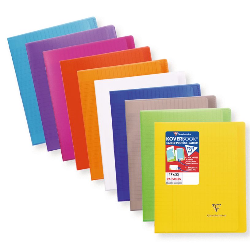 3037929514018-Clairefontaine Koverbook - Cahier polypro 17 x 22 cm - 96 pages - grands carreaux (Seyes) - disponib-P_79409487_1-0