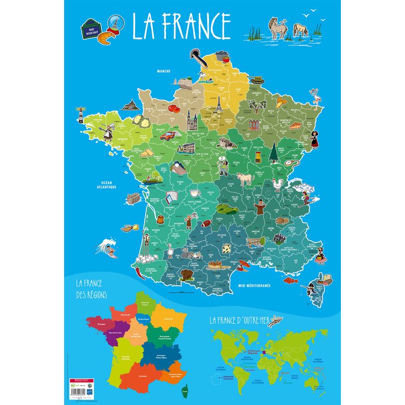 3592930007800-Poster pédagogique France - 52 x 76 cm - Bouchut--0