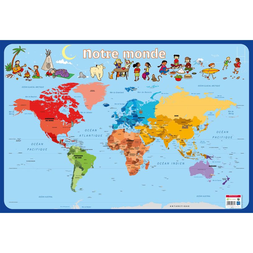 3592930007817-Poster pédagogique Monde - 52 x 76 cm - Bouchut--0