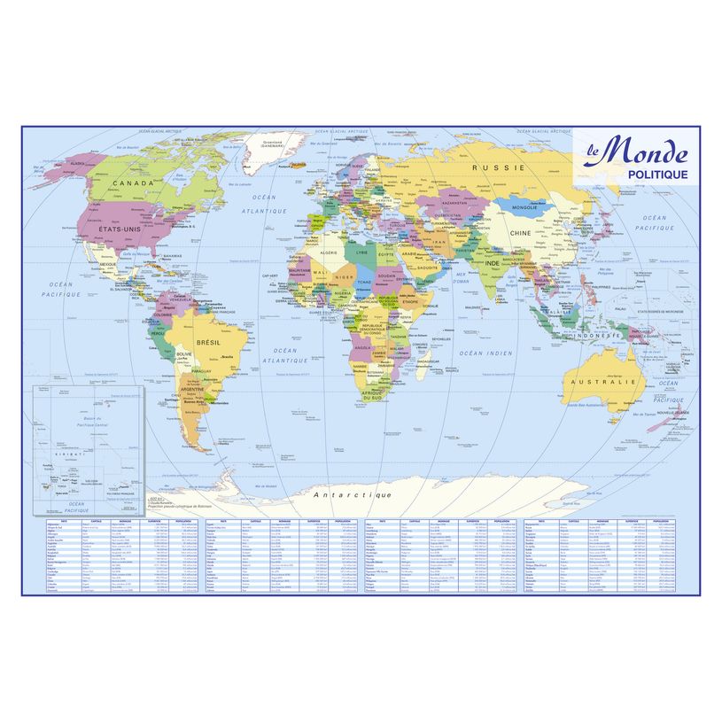 3592930008630-Carte muette Europe Monde - 98 x 138 cm - Bouchut--3