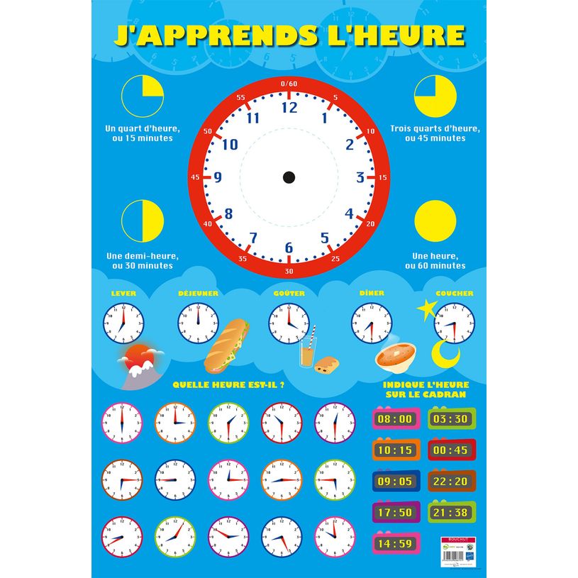 3592930008791-Poster pédagogique Heures - 52 x 76 cm - Bouchut--0