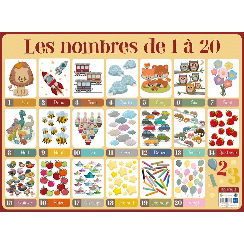 3592930008845-Sous-main carton rigide Nombres 1/20 - 40,5 x 55 cm - Bouchut--0