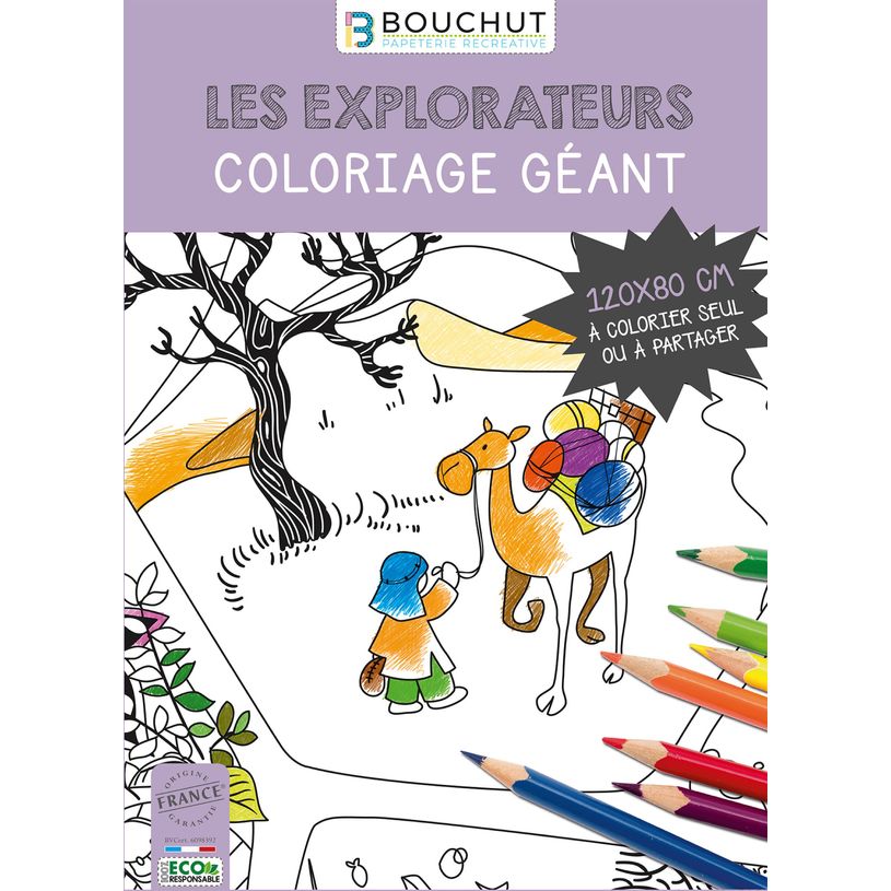3592930011197-Coloriage géant BOUCHUT "Les Explorateurs" 80 x 120 cm--0