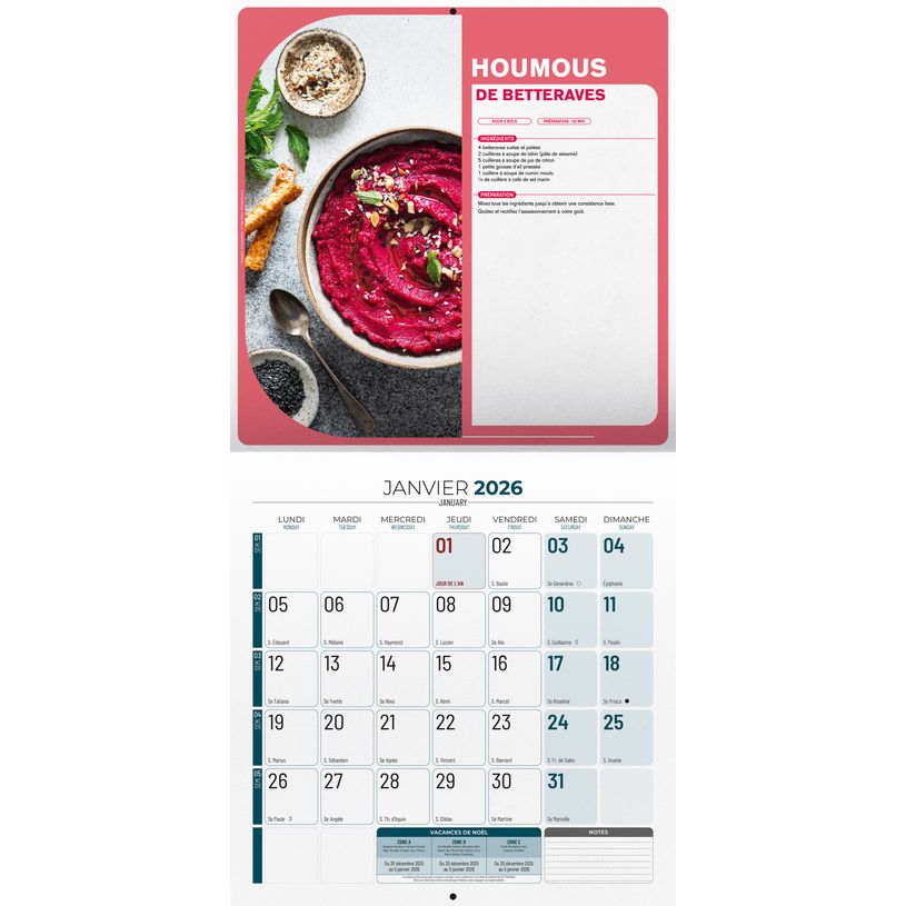 3592930027082-Calendrier illustré BOUCHUT 30 x 30 cm CUISINE Pefc 70 %--1