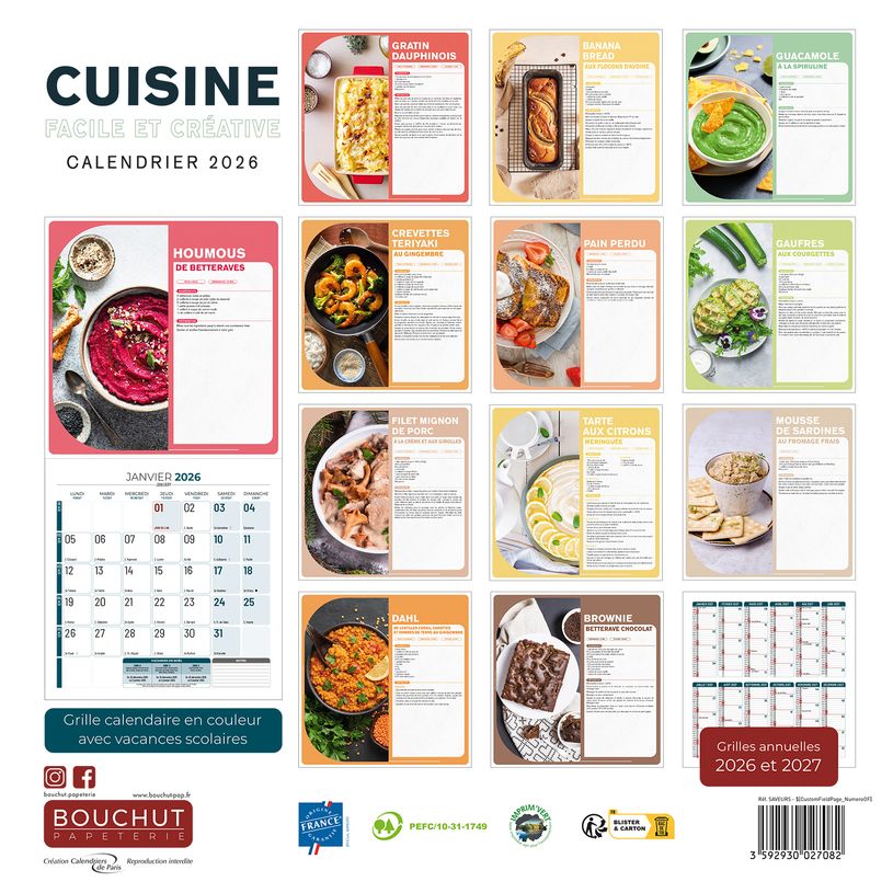 3592930027082-Calendrier illustré BOUCHUT 30 x 30 cm CUISINE Pefc 70 %--2