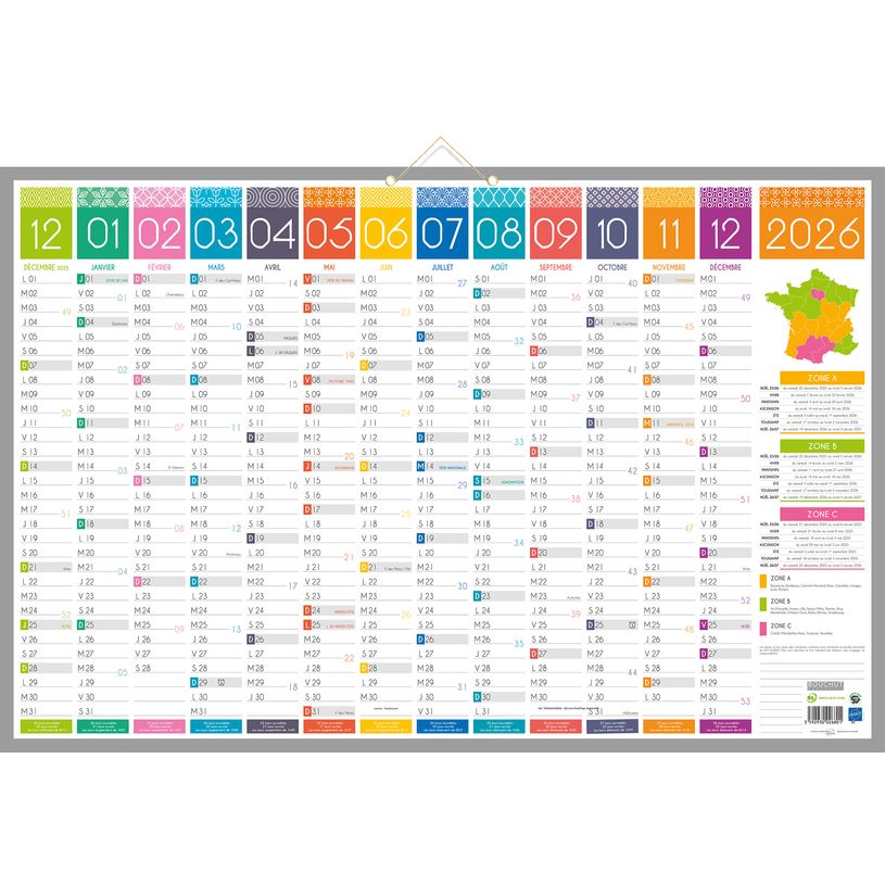 3592930026801-Calendrier bancaire année civile BOUCHUT "Tendance Maxi" 43 x 65 cm Pefc 70 %--0