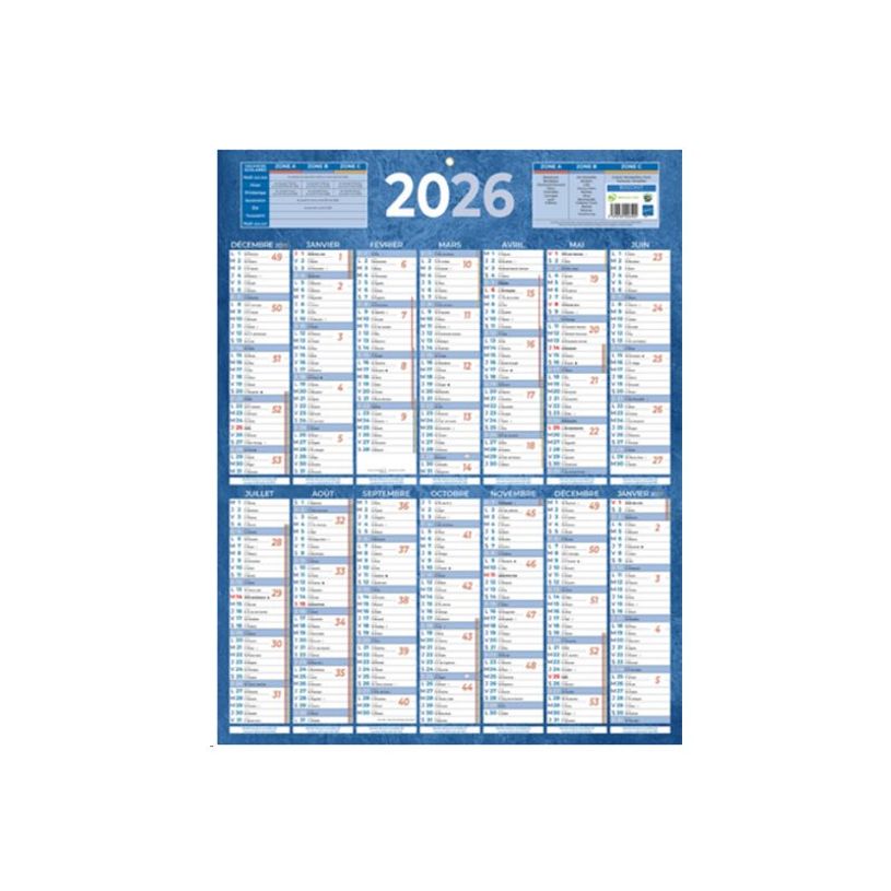 3592930028645-Calendrier bancaire année civile BOUCHUT "229 Bleu" 55 x 43 cm coloris bleu Pefc 70 %-P_79409611_1-1
