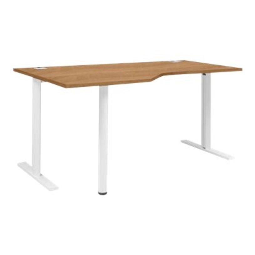 3483600722331-Bureau compact 90° à gauche YES ! - 160 cm - Pieds ajustables blancs - Merisier-P_79409743_1-0