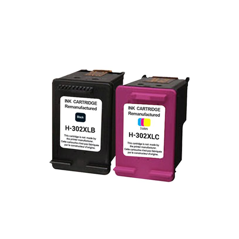 3584770903725-Cartouche remanufacturée HP 302XL - pack de 2 - noir, cyan, magenta, jaune - Uprint--1