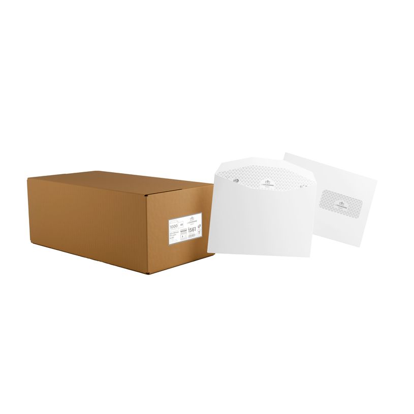 3240180015617-La Couronne - 1000 Enveloppes C5 162 x 229 mm - 80 gr - fenêtre 45x100 mm - blanc--0