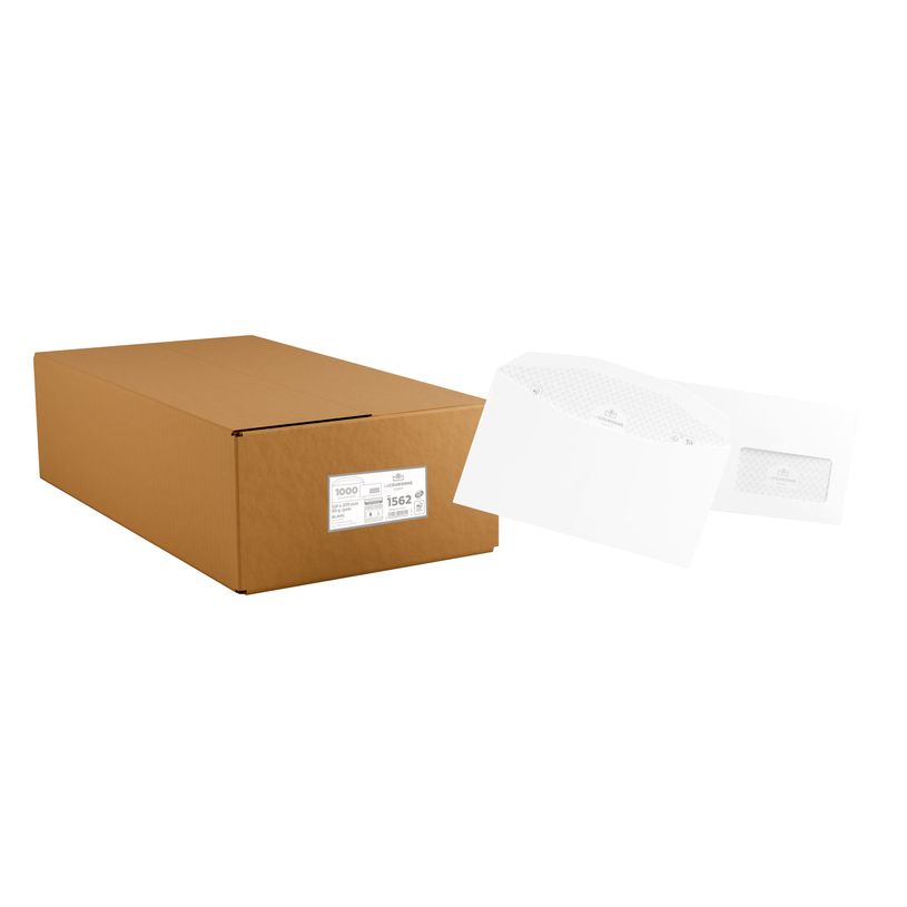 3240180015624-La Couronne - 1000 Enveloppes C5/6 114 x 229 mm - 80 gr - fenêtre 45x100 mm - blanc--0