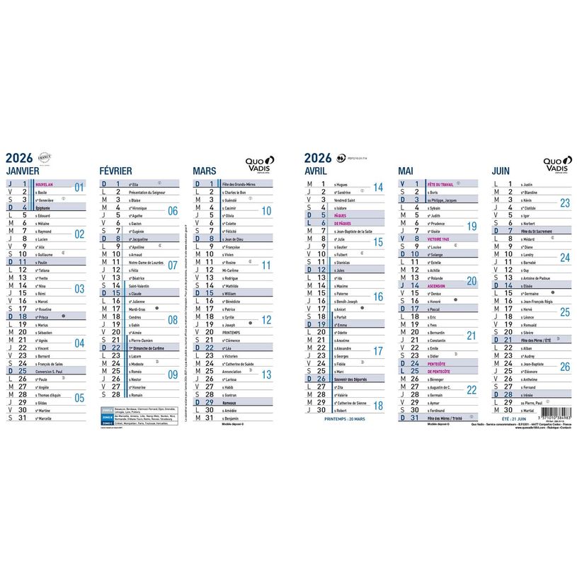 3371010384983-Quo Vadis - Calendrier origami 3 mois par face - 18 x 36 cm--0