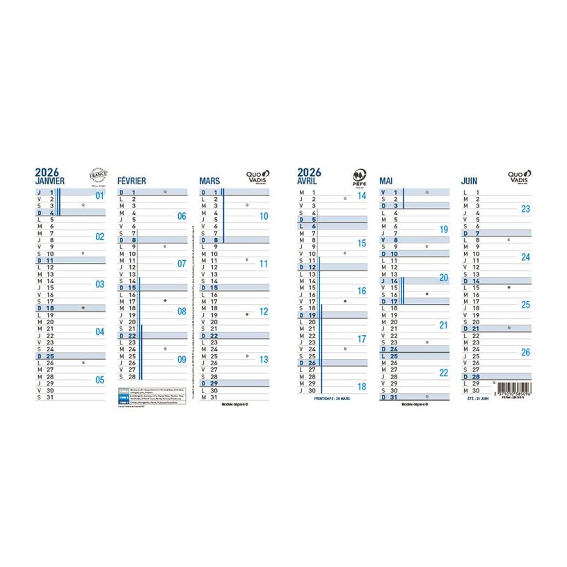 3371010385096-Quo Vadis - Calendrier origami 3 mois par face - 13 x 26 cm--0