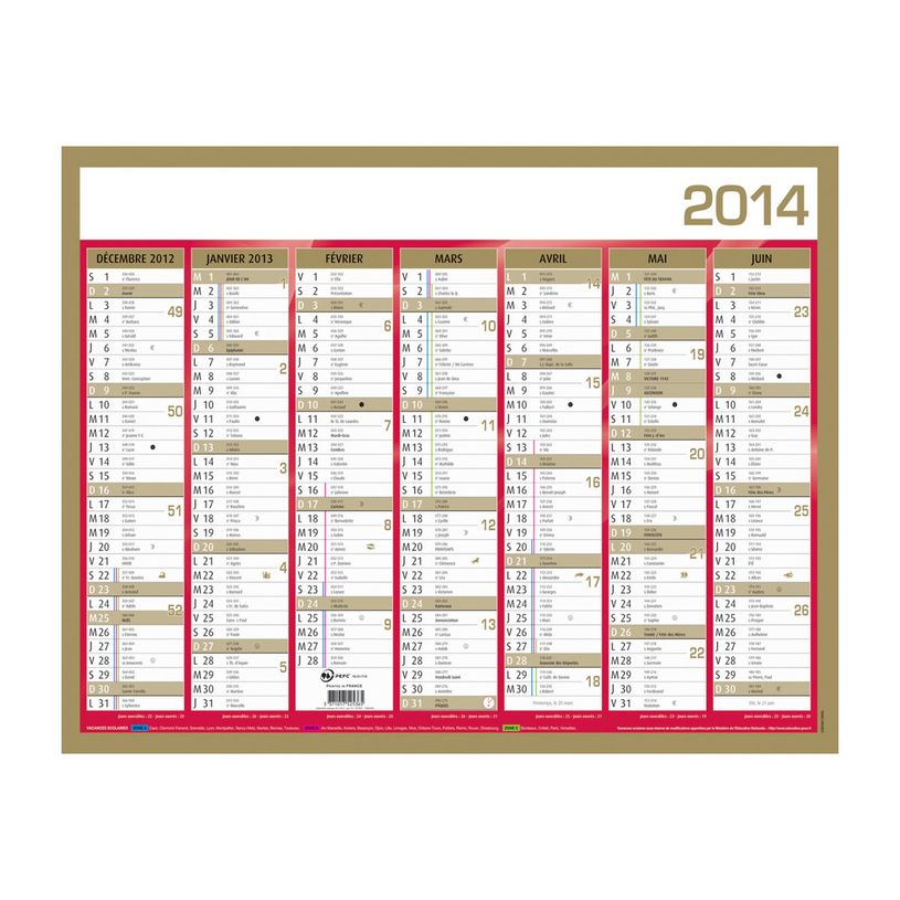 3371017525365-Quo Vadis - Calendrier mural - Français - Classic - Jaune - 14 mois de décembre à janvier - 43x33,5 cm - Papier Clairefontaine b-P_79410343_3-2