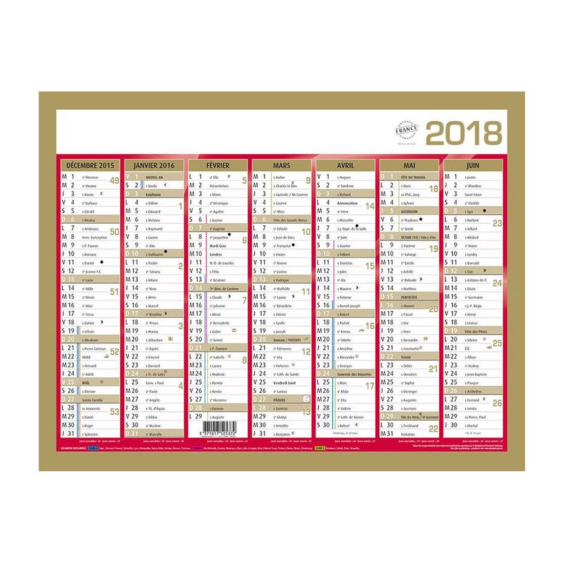 3371017525372-Quo Vadis - Calendrier mural - Français - Classic - Jaune - 14 mois de décembre à janvier - 27x21 cm - Papier Clairefontaine b-P_79410344_3-2