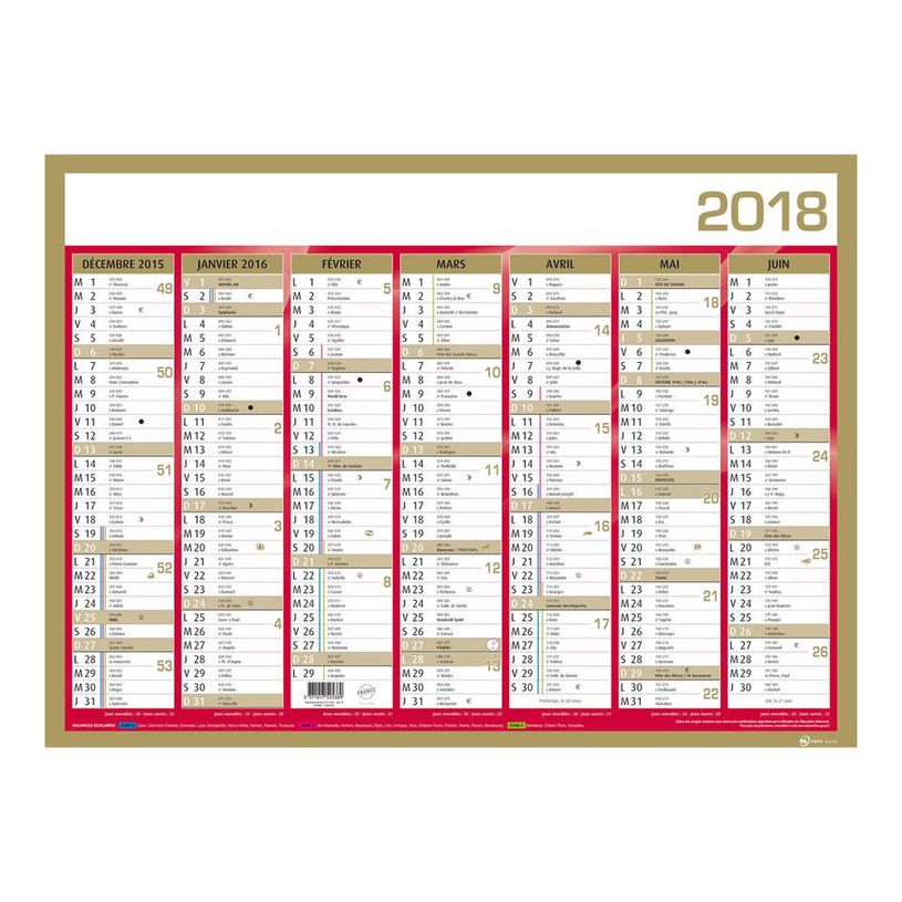 3371017525389-Quo Vadis - Calendrier mural - Français - Classic - Jaune - 14 mois de décembre à janvier - 55x40,5 cm - Papier Clairefontaine b-P_79410345_3-2