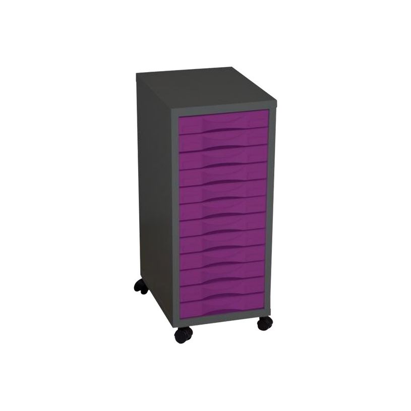 3219090952756-Desserte de rangement - 12 tiroirs - anthracite/prune-P_79411759_1-0