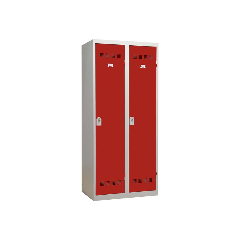 3219093114427-Vestiaire Industrie Salissante - 2 portes - 180 x 80 x 50 cm - gris/rouge-P_79411765_1-0
