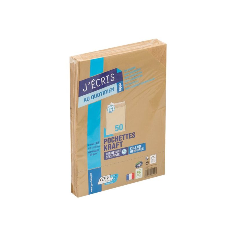 3250650005543-GPV - 50 Pochettes Enveloppes B5 250 x 176 mm - 85 gr - sans fenêtre - kraft - bande adhé-P_79411867_1-0