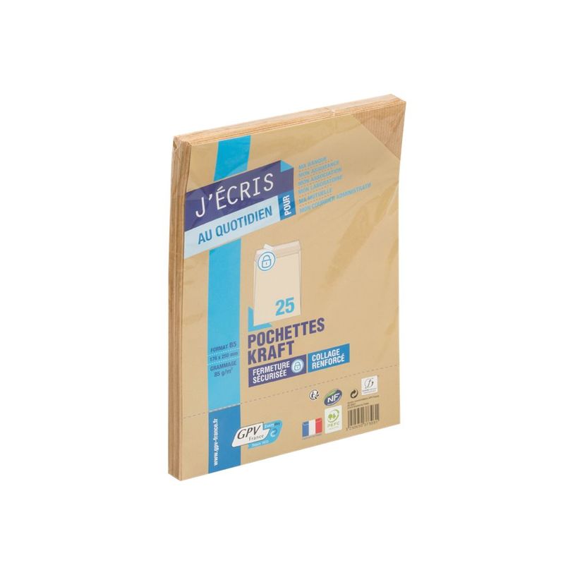 3250650373031-GPV - 25 Pochettes Enveloppes B5 250 x 176 mm - 85 gr - sans fenêtre - kraft - bande adhé-P_79411868_1-0