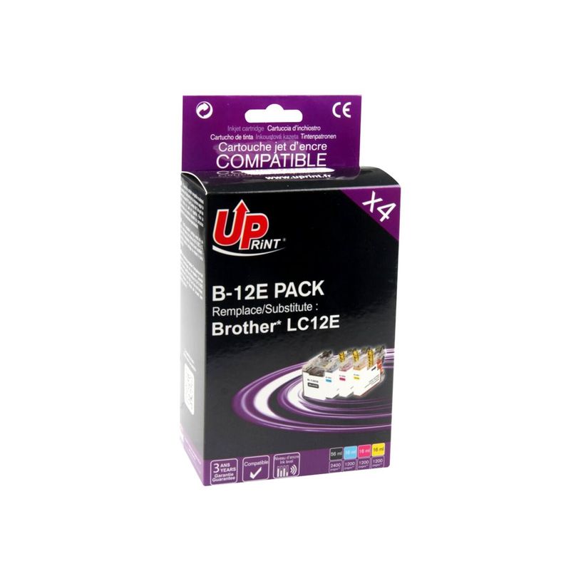 3584770895365-Brother LC12E - compatible UPrint B.12E - Pack de 4 - noir, cyan, magenta, jaune - cartouch-P_79412001_1-0