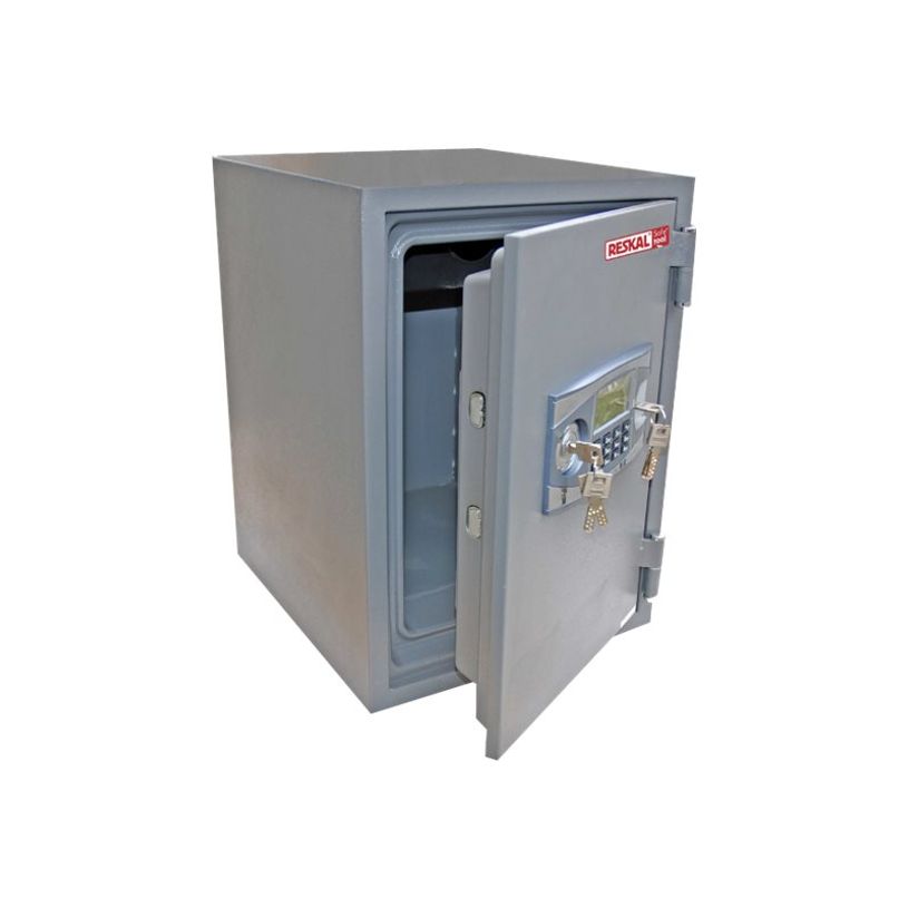 8717056679815-Reskal FS-E20 - Coffre-fort ignifuge 20L - à code et à clé - acier gris-P_79412141_1-0