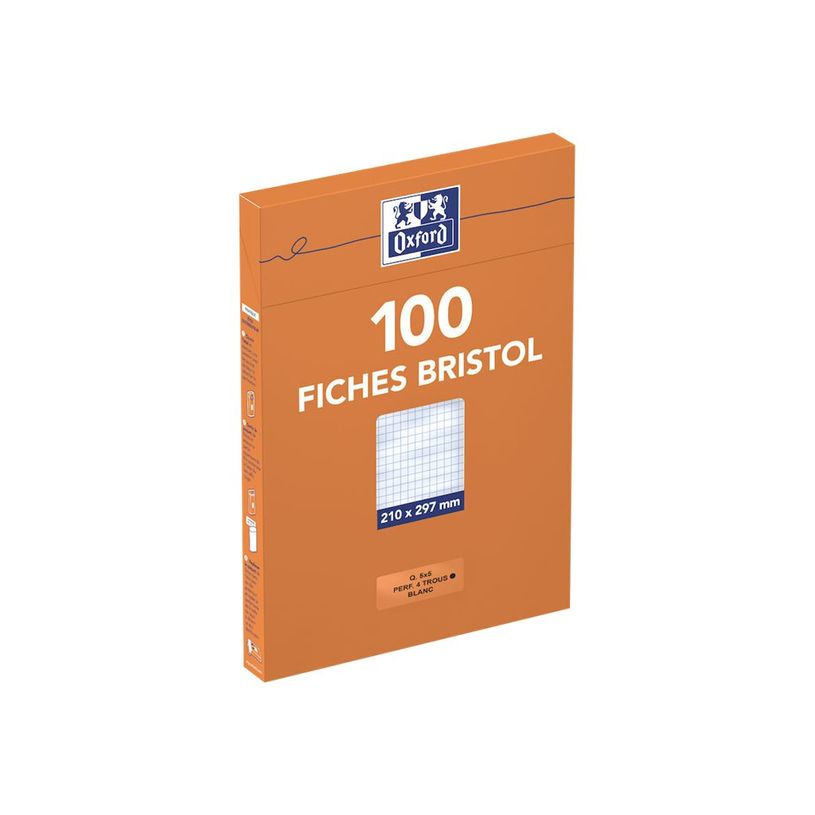 3020122372202-Oxford Bristol - 100 Fiches d'index - A4 -Blanc - Perforée - 5x6-P_79412390_2-2