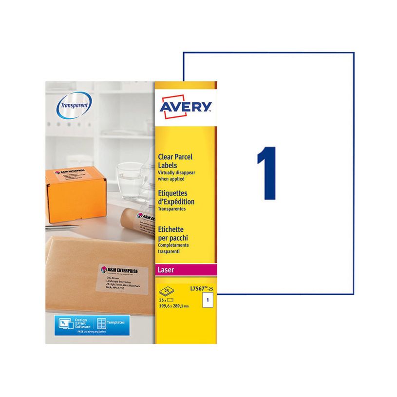 3266550129432-Avery - 25 Étiquettes adresse transparentes - A4 - Impression laser - réf L7567-25-P_79413459_1-0