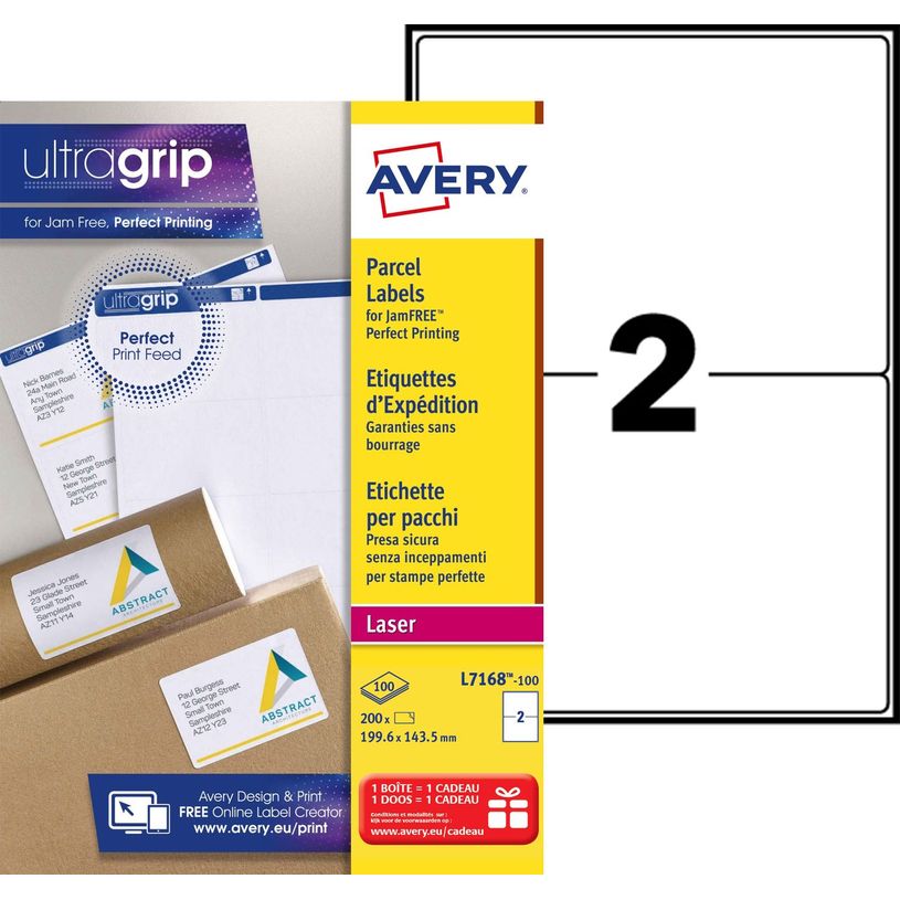 3266550260029-Avery - 200 Étiquettes adresse blanches - 199,6 x 143,5 mm - Impression laser - réf L7168-P_79413465_1-0