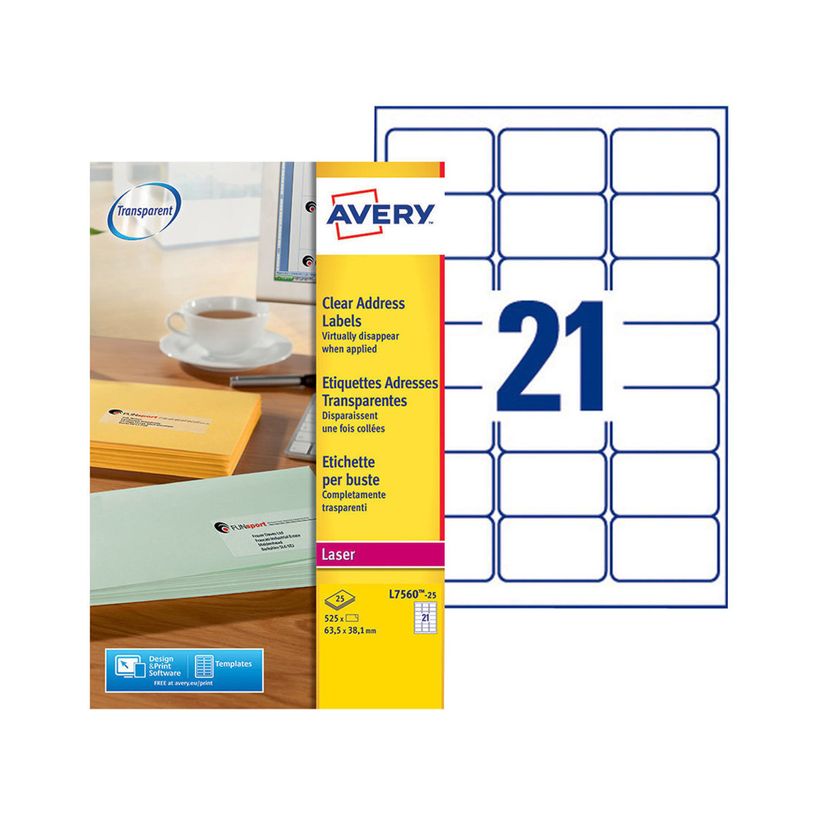 3266550261170-Avery - 525 Étiquettes adresse transparentes - 63,5 x 38,1 mm - Impression laser - réf L7-P_79413472_1-0