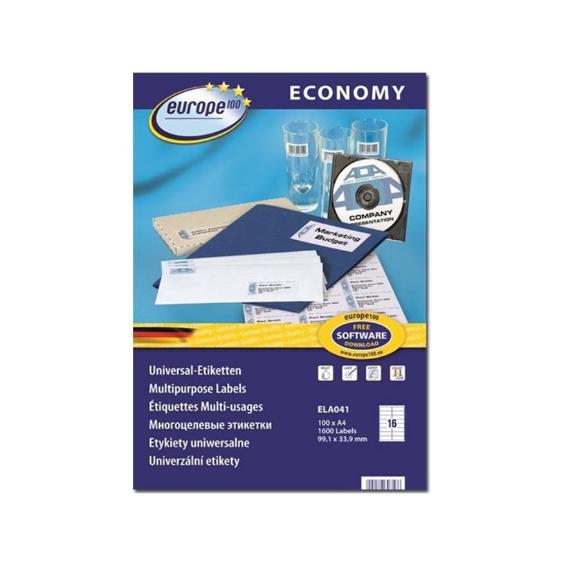4004182303566-Europe100 - 1600 Étiquettes multi-usages blanches - 99,1 x 33,9 mm - réf ELA041-P_79413477_1-0