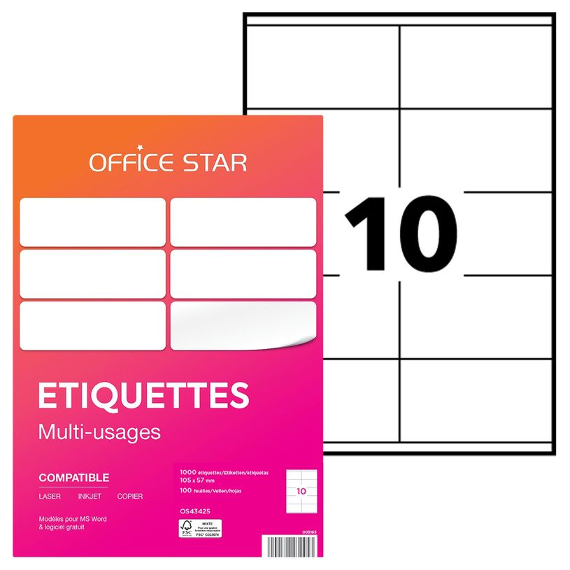 4004182434253-Office Star - 1000 Étiquettes multi-usages blanches - 105 x 57 mm - réf OS43425-P_79413480_1-0