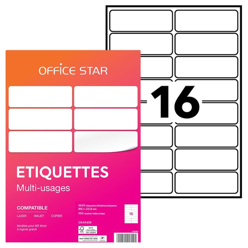 5014702025594-Office Star - 1600 Étiquettes multi-usages blanches - 99,1 x 33,9 mm - réf OS43436-P_79413501_1-0