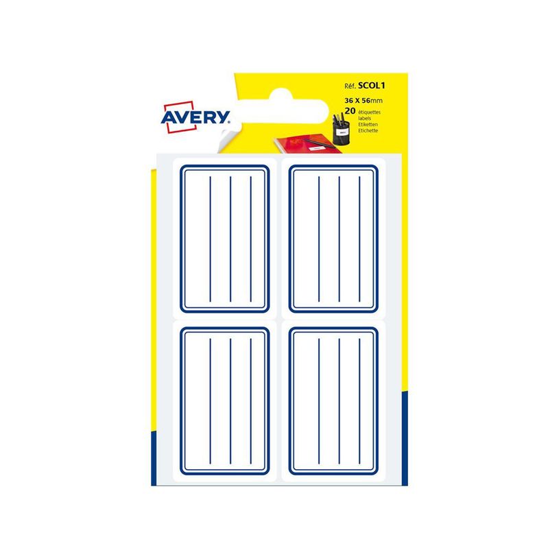 5014702026249-Avery - 20 Étiquettes scolaires blanches lignées bleu - 36 x 56 mm-P_79413504_3-0
