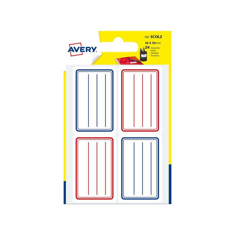 5014702026256-Avery - 24 Étiquettes scolaires blanches lignées bleu/rouge - 36 x 56 mm-P_79413505_1-0