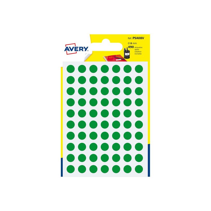 5014702026294-Avery - 490 Pastilles adhésives - vert - diamètre 8 mm-P_79413509_4-2