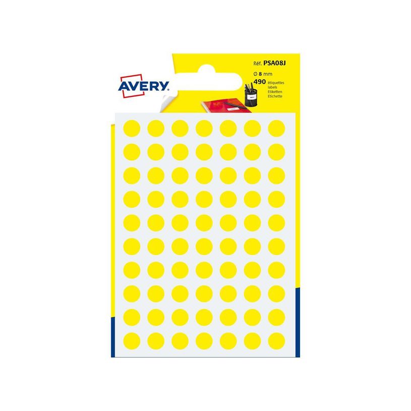 5014702026317-Avery - 490 Pastilles adhésives - jaune - diamètre 8 mm-P_79413511_1-0