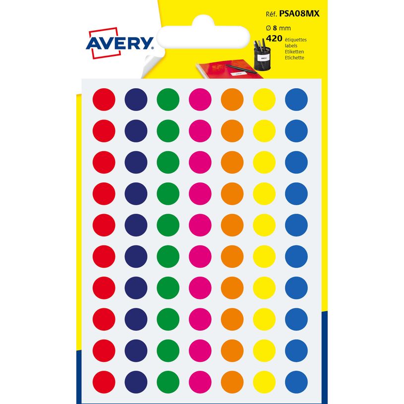 5014702026324-Avery - 420 Pastilles adhésives - couleurs assorties - diamètre 8 mm-P_79413512_1-0