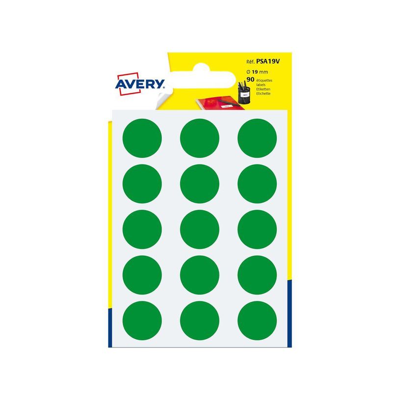 5014702026423-Avery - 90 Pastilles adhésives - vert - diamètre 19 mm-P_79413522_1-0