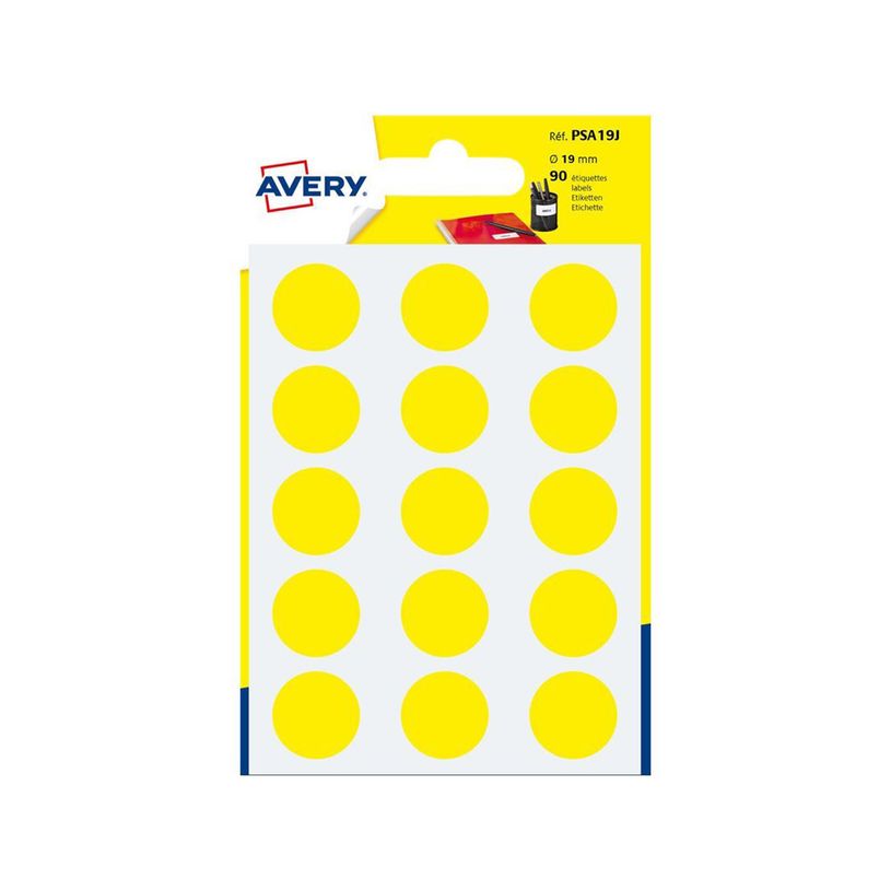 5014702026447-Avery - 90 Pastilles adhésives - jaune - diamètre 19 mm-P_79413524_1-0