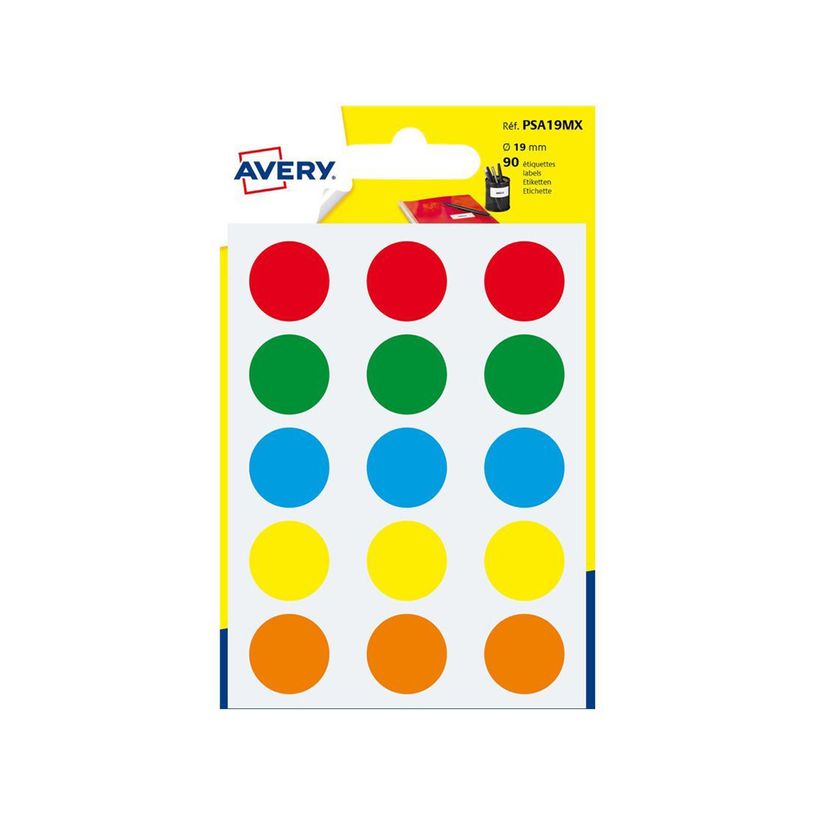5014702026454-Avery - 90 Pastilles adhésives - couleurs assorties - diamètre 19 mm-P_79413525_1-0